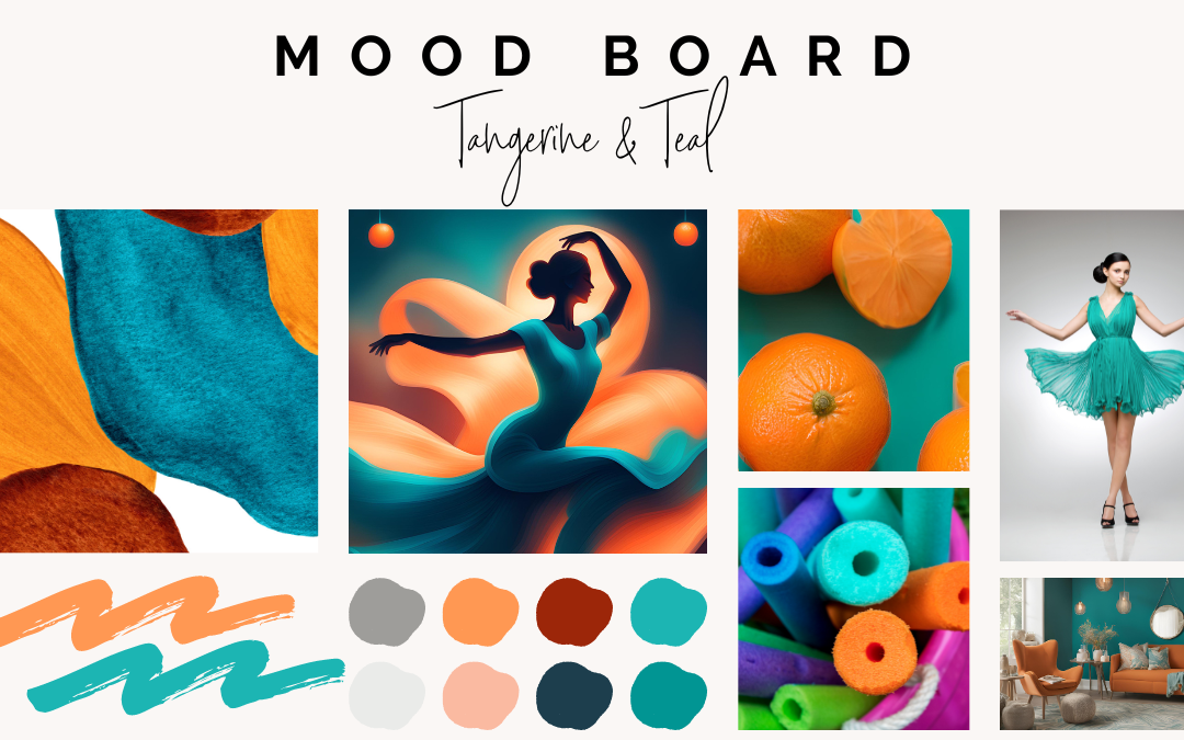 Tangerine and Teal Mood Board Dance Studios